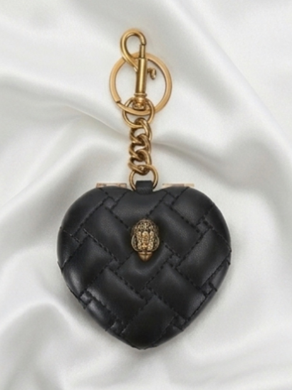 NWT Kurt Geiger Kensington Black Heart Mirror Bag Charm